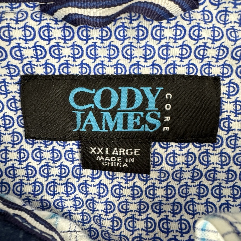 Cody James Core Plaid Button Up Stretch White Blue Mens‎ XXL - Picture 2 of 10